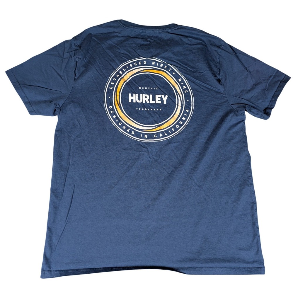 Hurley Graphic T-Shirt Mens XL Blue Short Sleeve Surf Logo Excellent